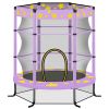 55 Inch Kids Trampoline with Safety Enclosure Net, 4.5FT Outdoor Indoor Trampoline for Kids (Purple)