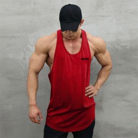 Sports Vest Men's Basketball Sleeveless T-shirt Summer Workout Loose Top Training Basketball Clothes Quick-drying Top (Option: Red-XXL)