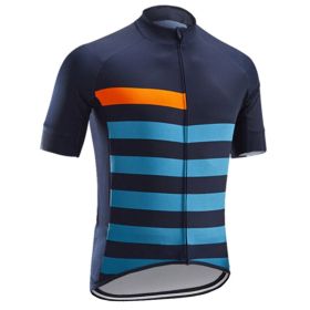 Road And Mountain Bike Cycling Jerseys Men's Tops Spring And Summer Cycling Jerseys (Option: Black and blue stripes-XL)
