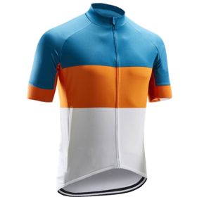 Road And Mountain Bike Cycling Jerseys Men's Tops Spring And Summer Cycling Jerseys (Option: Orange and blue color matching-M)