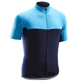 Road And Mountain Bike Cycling Jerseys Men's Tops Spring And Summer Cycling Jerseys (Option: Black and blue color matching-XL)