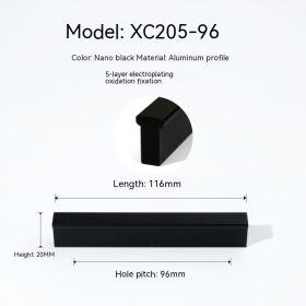 Cabinet Door Handle Drawer Cabinet Wardrobe Door Handle (Option: Hole spacing128-Black)