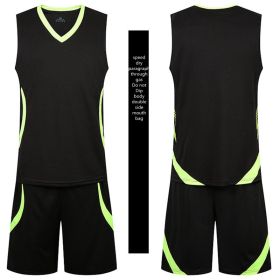 Casual Wear Sleeveless Thin Vest Running Wear Shorts Sportswear (Option: A Green black-5XL)