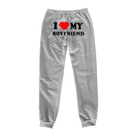 I MY BOYFRIEND Back Printing Casual Sweatpants Men And Women (Option: Light Gray Back Picture-XL)