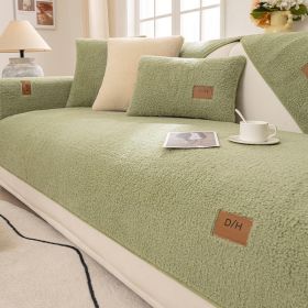 Winter Lambskin Thickened Fleece Non-slip Leather Sofa Cover (Option: Lamb Velvet Matcha-110X110CM)