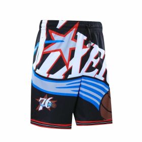76-person Retro Basketball Outdoor Running Sports Beach Casual Loose Breathable Trendy Fashion Shorts (Option: Black-4XL)